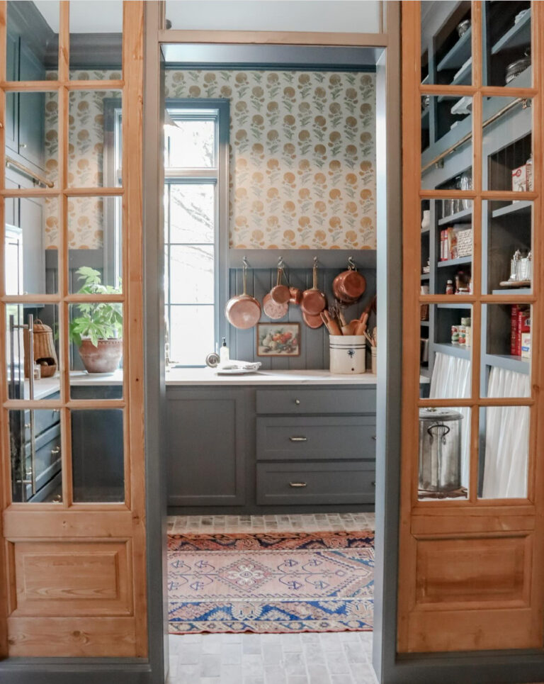 a dreamy and cozy walk in pantry
