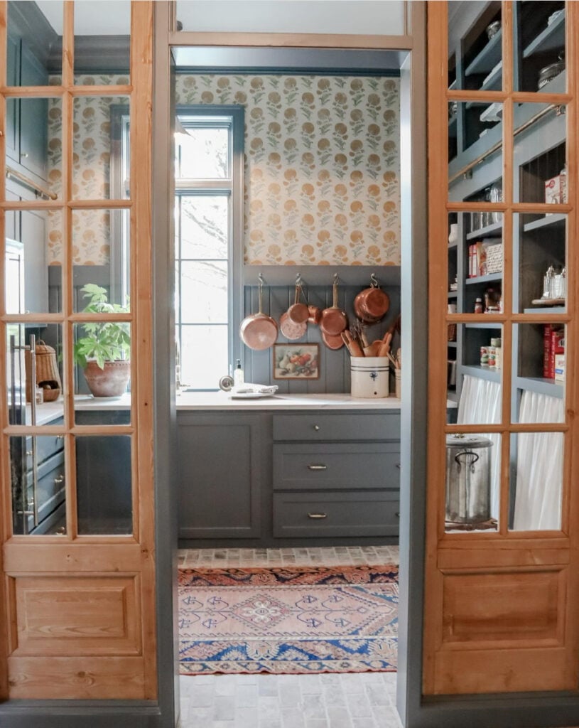 a dreamy and cozy walk in pantry
