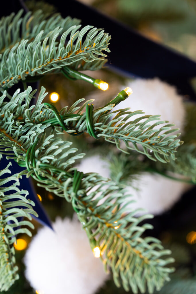 500 warm led lights on King of Christmas Christmas tree.