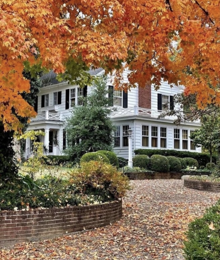 Classic new england home in fall.