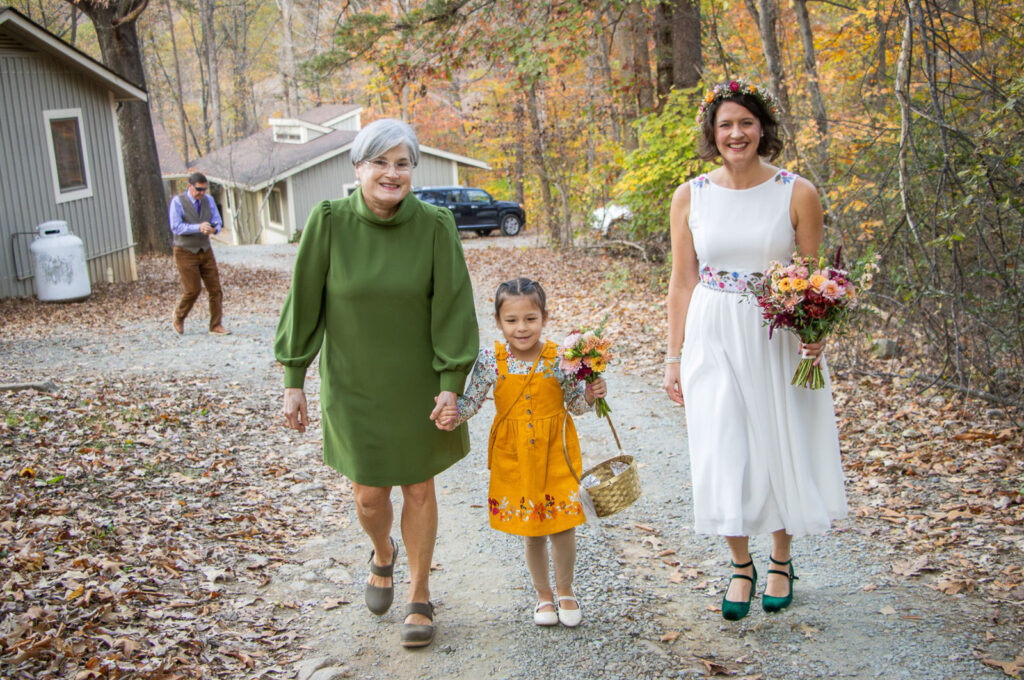 walking bride to wedding ceremony