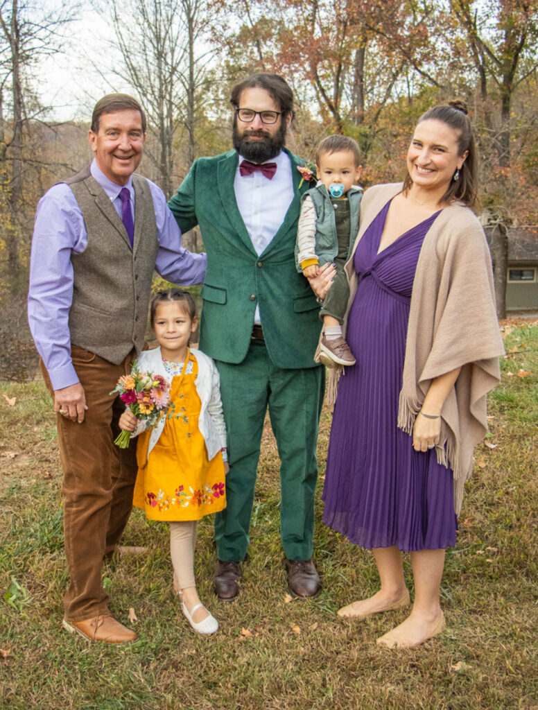 Groom and others wearing corduroy.