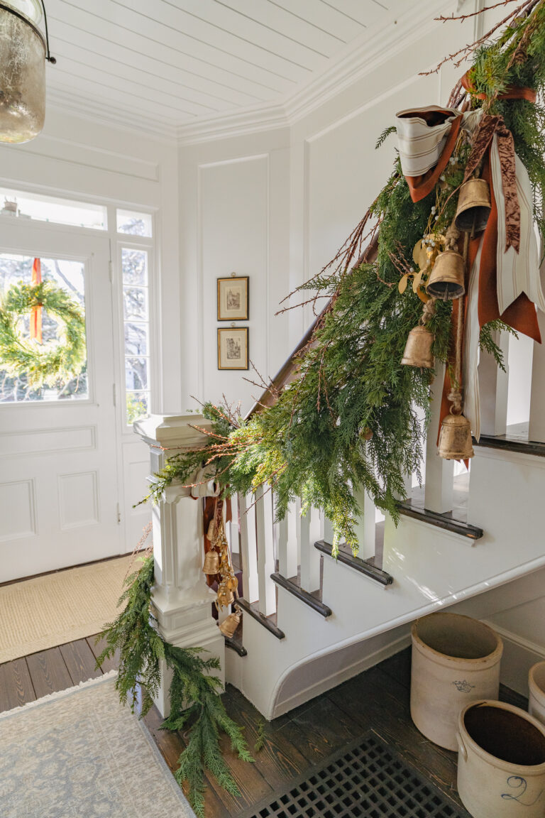 Staircase decorated for Chirstmas