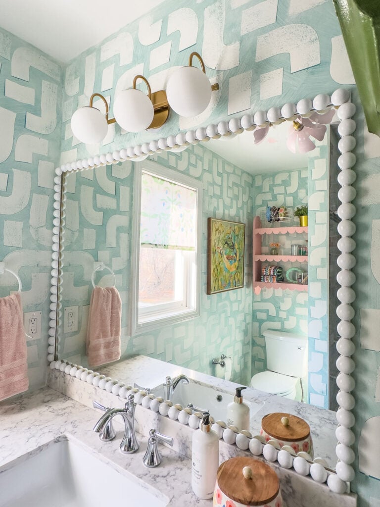 girls bathroom mirror makeover