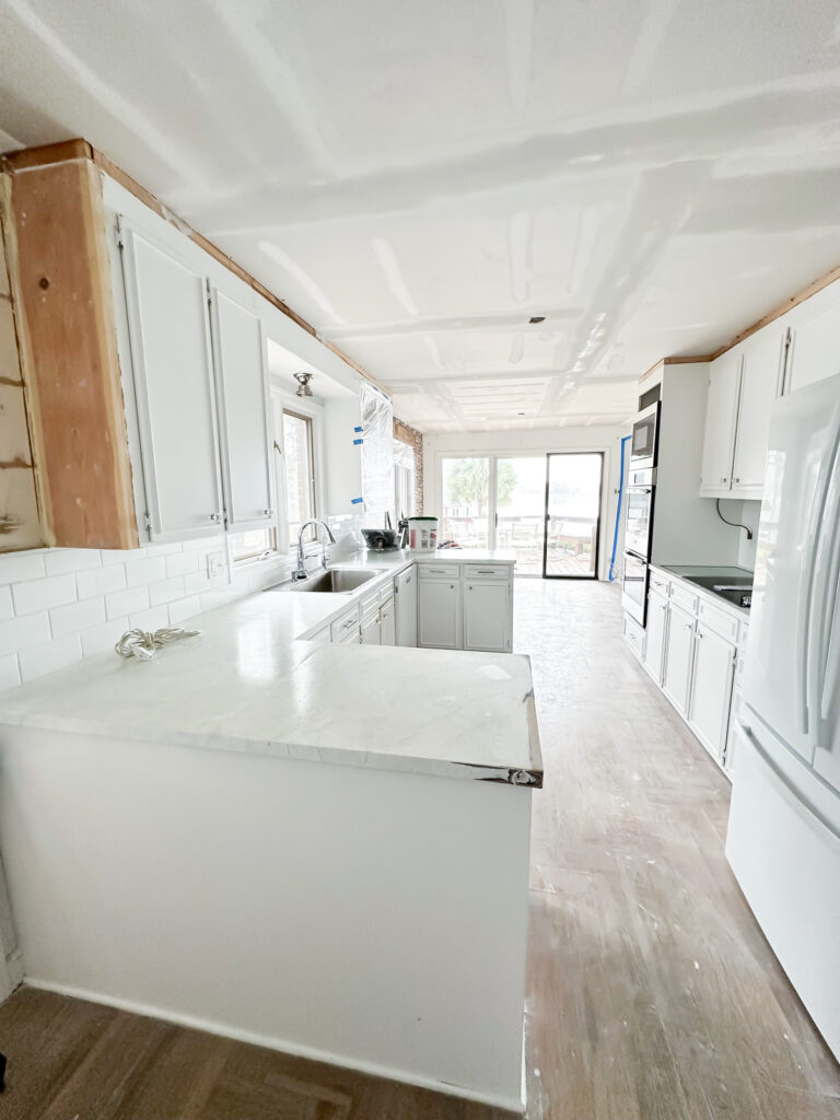kitchen after popcorn ceiling was removed