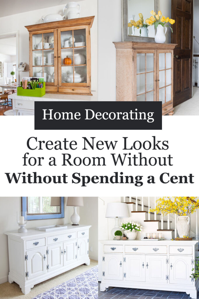 4 rooms showing how furniture looks new and fresh when you switch and swap it out in different rooms.