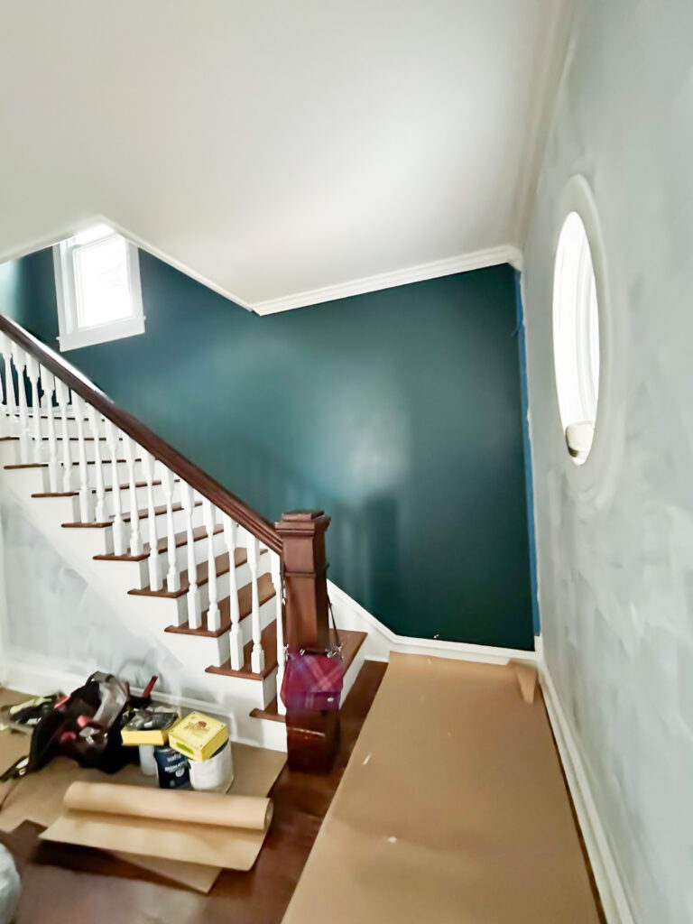 dark green walls in foyer