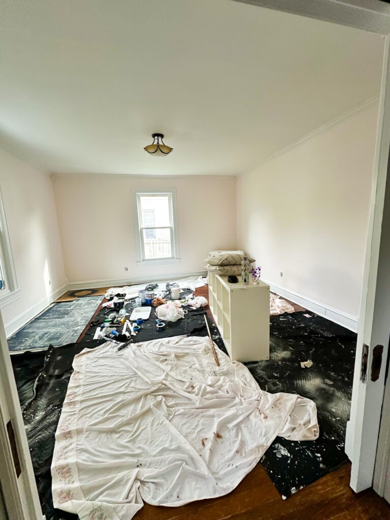 living room with SW Pinkish on walls.