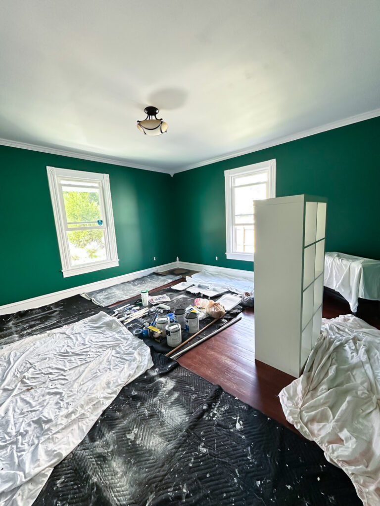 dark green walls in living room
