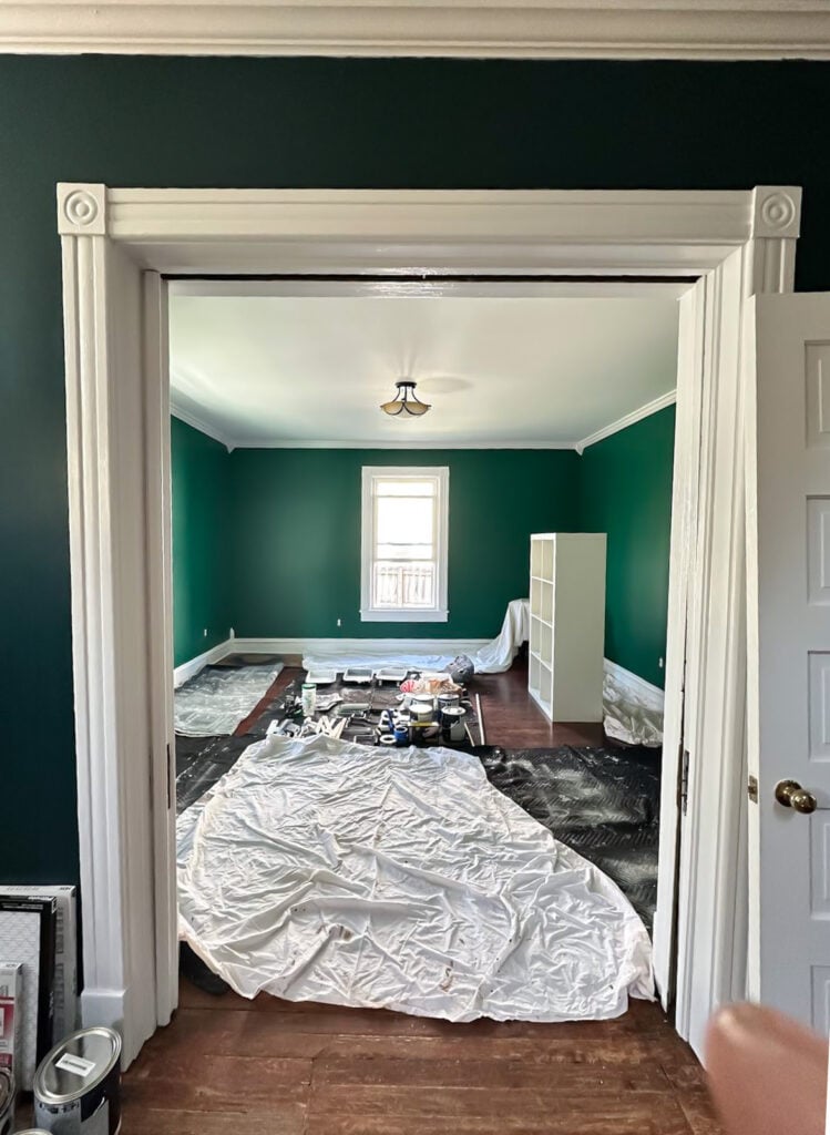 dark green walls in living room