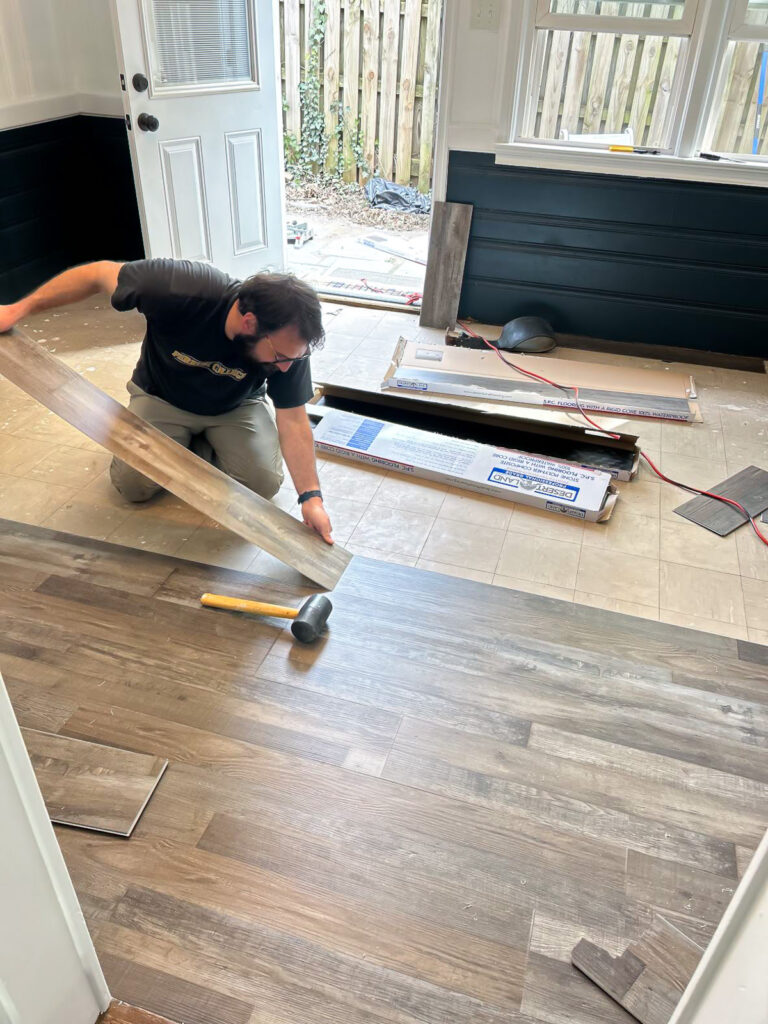 installing new flooring in sunroom