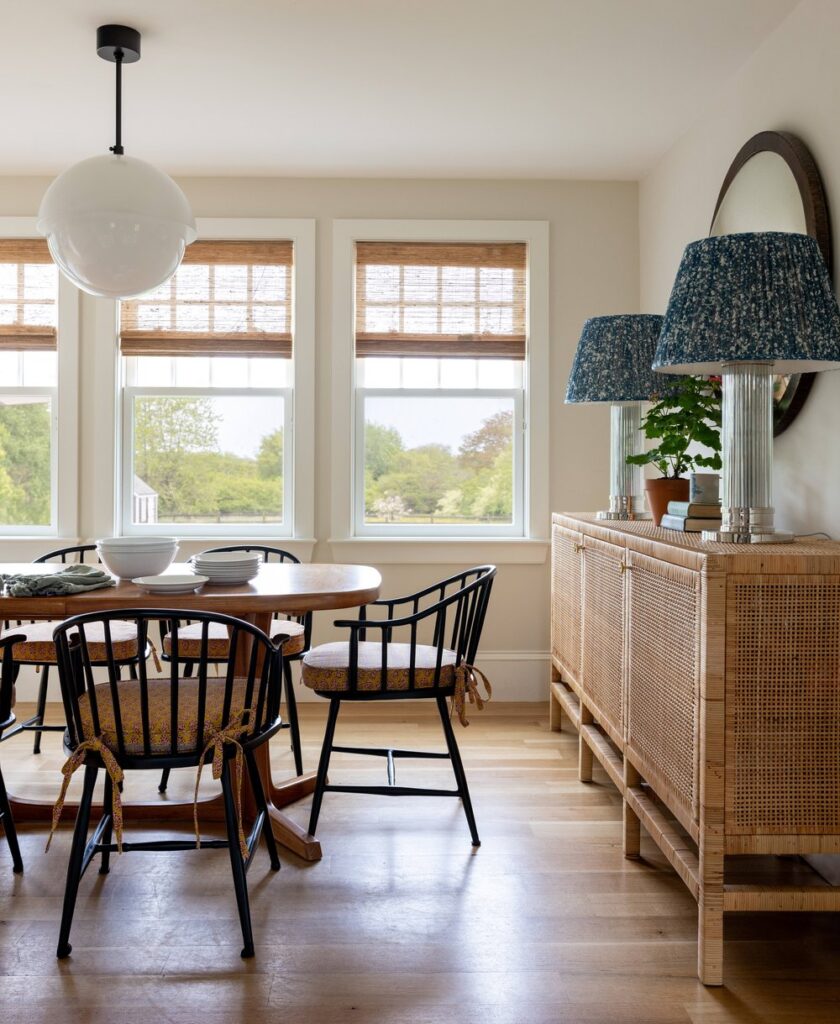 casual dining room with white walls