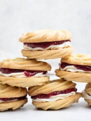 A stack of vegan Viennese whirl biscuits.