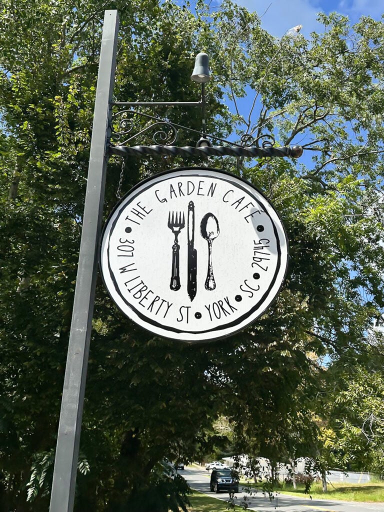 the Garden cafe sign in York SC