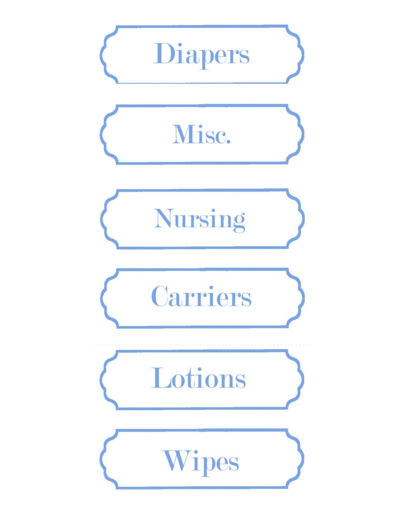 Blue-labels-for-storage-baskets-in-a-baby-nursery - free printable labels