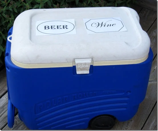 party cooler with free printable labels on itfor Beer, Wine