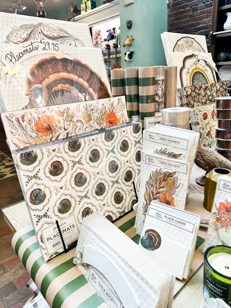 display of Thanksgiving paper products at the Hester & Cook store in Franklin, TN.