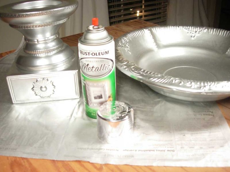 base and bowl spray painted silver