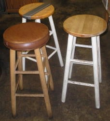 3 plain wood stools