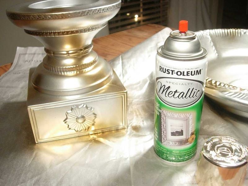 base spray painted with gold paint