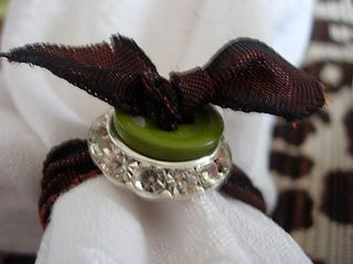 Button and ribbon napkin rings to make for a table setting