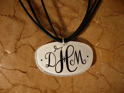 Monorgrammed necklace to craft from a pair of eyeglasses